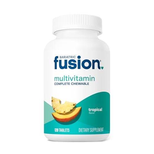 Bariatric Fusion Bariatric Multivitamin with Iron Complete Chewable Tropical Flavor Post Bariatric Vitamins for Gastric Bypass and Sleeve Gastrectomy One Month Supply