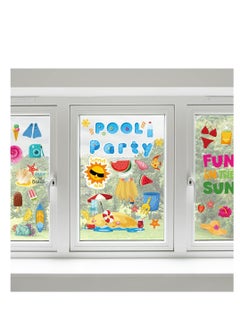 Excefore Summer Window Clings, 9 Sheets Summer Static Window Stickers, Summer Double Sided Beach Pool Party Window Decals, Pool Beach Window Clings Stickers for Hawaiian Tropical, Indoor Summer Party  - Image 5
