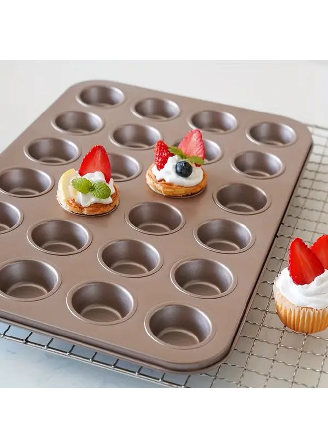 A Set Of Rose Golden Mini Cupcake And Muffin Baking Tray 24 Slots Metal Construction Perfect For Baking Mini Pies Anytime Handy Tool For Parties And Kitchen - Image 3