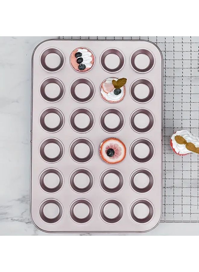 A Set Of Rose Golden Mini Cupcake And Muffin Baking Tray 24 Slots Metal Construction Perfect For Baking Mini Pies Anytime Handy Tool For Parties And Kitchen - Image 1