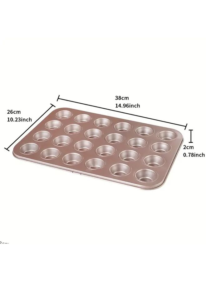 A Set Of Rose Golden Mini Cupcake And Muffin Baking Tray 24 Slots Metal Construction Perfect For Baking Mini Pies Anytime Handy Tool For Parties And Kitchen - Image 2
