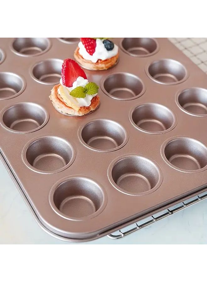 A Set Of Rose Golden Mini Cupcake And Muffin Baking Tray 24 Slots Metal Construction Perfect For Baking Mini Pies Anytime Handy Tool For Parties And Kitchen - Image 5