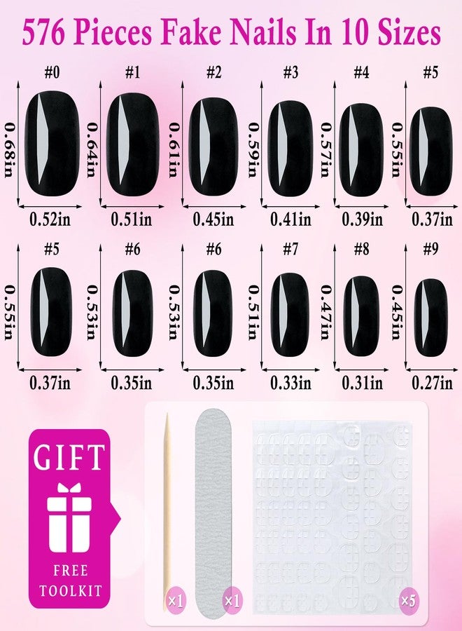 LuckForever 576pc Round Square Press on Nails Short Fake Nails with Glue Tabs, Extra Short Acrylic Nails Press ons Nail Square Glue on Nails Artficial Fingernails False Stick Nail for Women Girls - Image 4