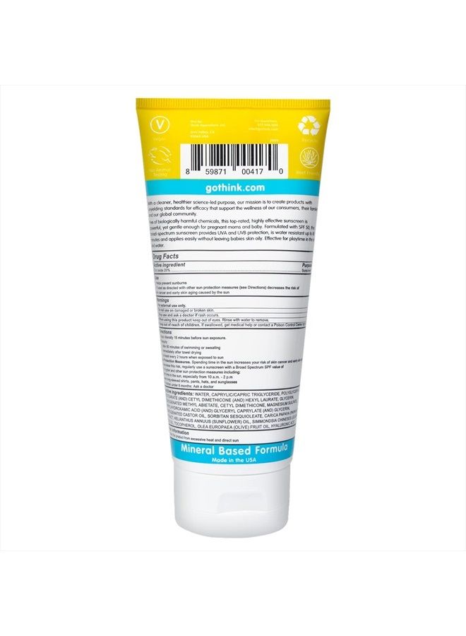 Think Thinkbaby SPF 50+ Baby Sunscreen – Safe, Natural Sunblock for Babies - Water Resistant Sun Cream – Broad Spectrum UVA/UVB Sun Protection – Vegan Mineral Sun Lotion, 6oz  - Image 2