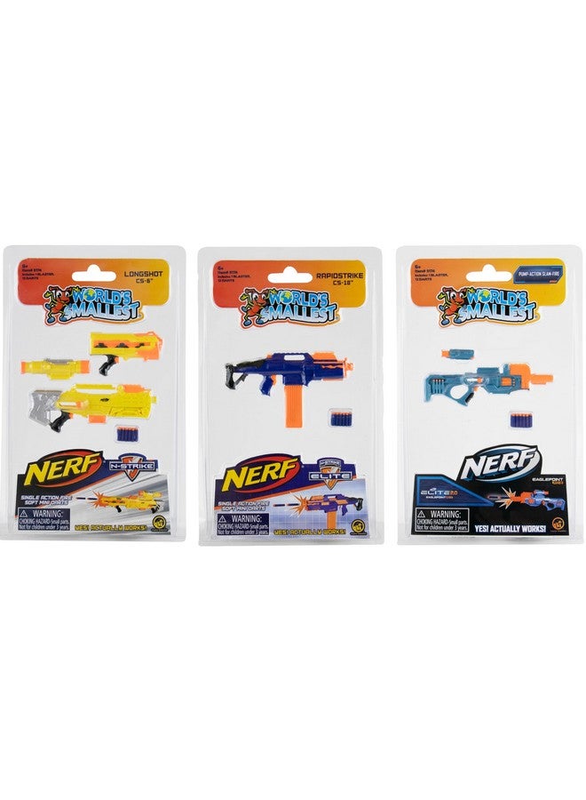 ورلدز سموليست أصغر مسدسات Nerf Elite 2.0 في العالم (مجموعة من 3 قطع) - Image 1
