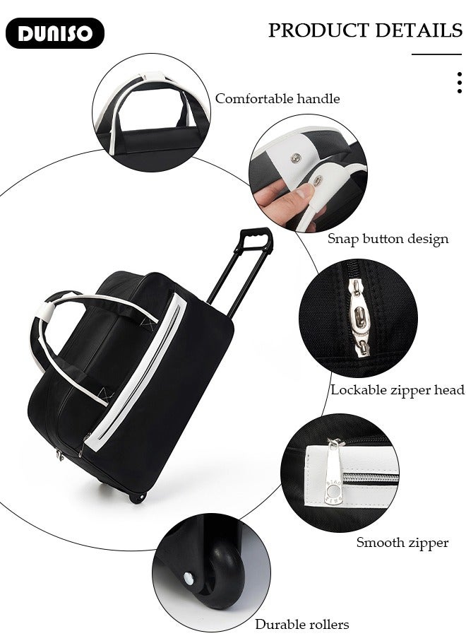 DUNISO Rolling Duffle Bag with 2 Wheels, Holdall Carry on Bag, Lightweight Trolley Bag, Waterproof & Large Capacity Luggage Bag for Women, Men, Short Trip, Overnight Business Travel - Image 2