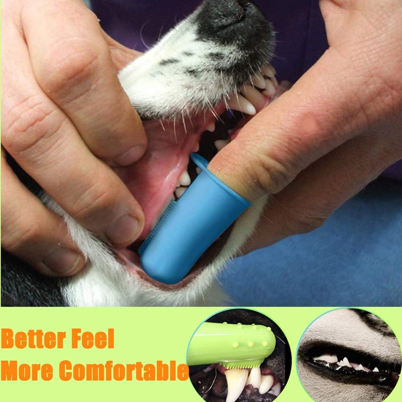 Zeyaa 10 Pack Pet Dog Toothbrush, 2 Triple Head Pet Toothbrushes 3 Double Head Tooth Brush 5 Pack Finger Rubber Toothbrushes, Multi-Angle Dental Cleaning Brushes for Dog Cat Oral Dental Health - Image 4