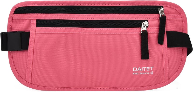 DAITET حزام النقود - حامل جواز السفر، محفظة سفر مخفية آمنة مع حجب RFID، حزام خفي للخصر - Image 1