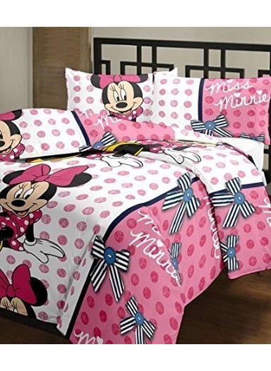Wonder Look - WONDERLOOK Microfiber Cartoon Kids Design Print Reversible AC Blanket Multicolor Pooh and Miss Minnie Print Single Bed Set of 2 Pcs - Image 1