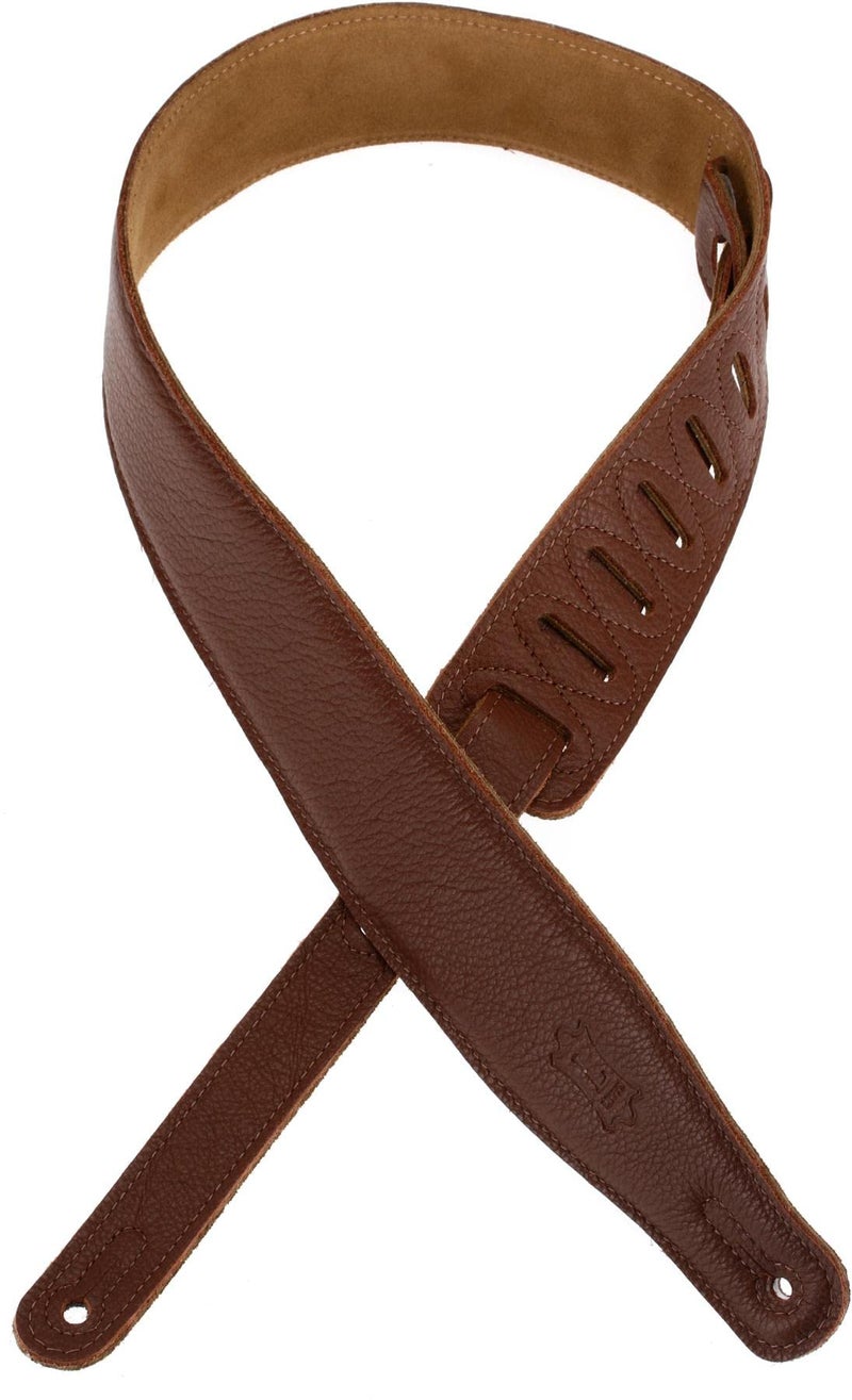 Levy's Leathers M26GF-BRN 2.5-inch Strap with Garment Leather Top, Brown