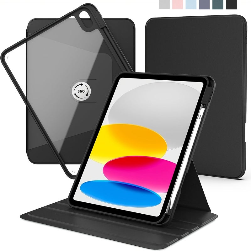 غطاء حامل دوار لـ iPad Air 3 وردي غطاء خلفي شفاف حامل قلم - Image 1