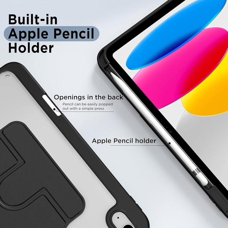 غطاء حامل دوار لـ iPad Air 3 وردي غطاء خلفي شفاف حامل قلم - Image 5