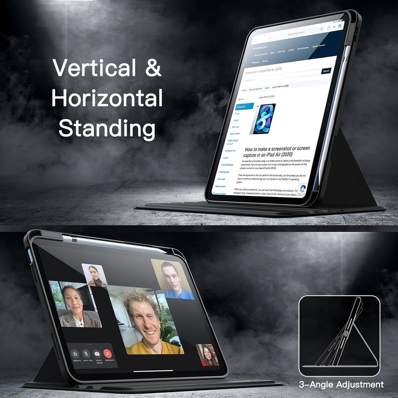 غطاء حامل دوار لـ iPad Air 3 وردي غطاء خلفي شفاف حامل قلم - Image 2