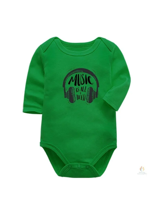 Matching Family Outfits Music Is All I Need - Unisex Full-Sleeves Baby Bodysuit | Soft Cotton Newborn Romper | Comfortable Daily Wear | Cute Printed Infant Outfit