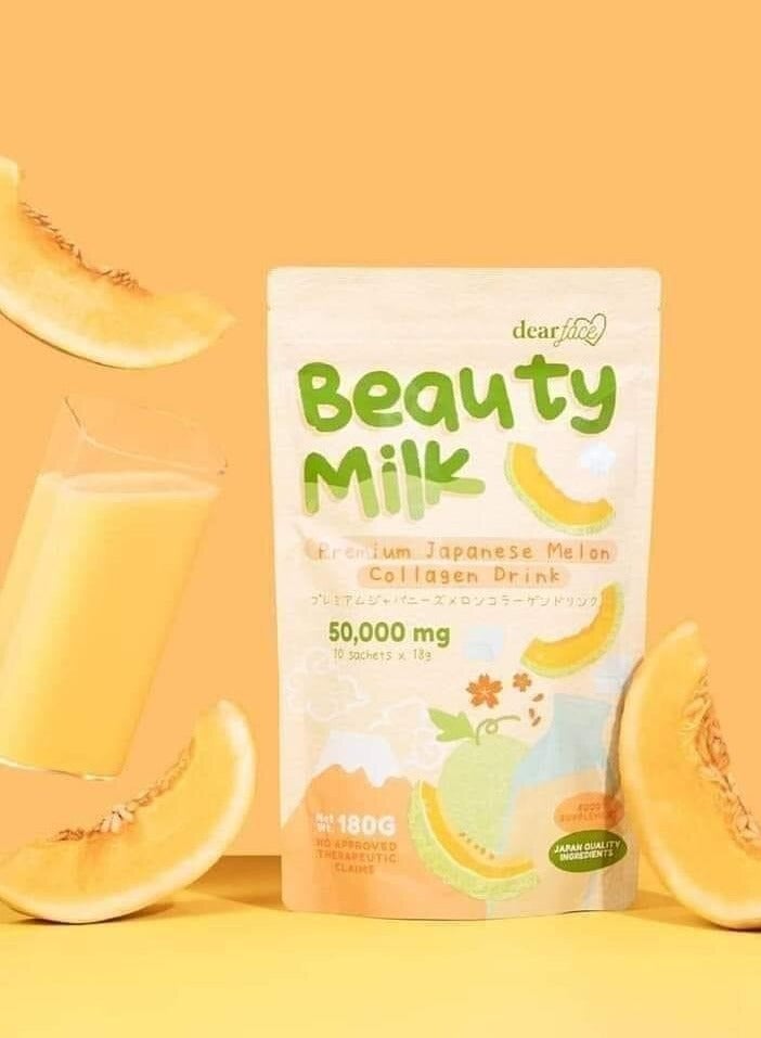 dear face Beauty Milk by Dear Face – 50,000mg Japanese Melon Collagen Drink (180g, 10x18g Sachets) | Skin Brightening & Anti-Aging Formula - Image 2