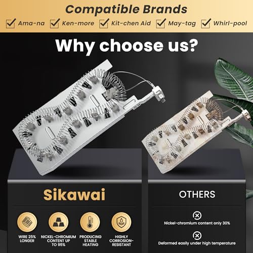 Sikawai 2025 Upgrade 3387747 WP3387747 PS11741416 Dryer Heating Element Replacement by Sikawai, Fit for Whirlpool Cabrio Kenmore He2 Kenmore Elite He3 Maytag Dryers GEW9250PW0 GEQ9800PW1 GEQ9800PW2 W11344457 - Image 3