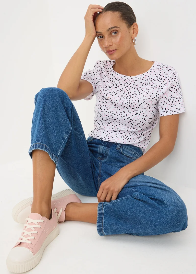 Matalan White Fitted Spot Print T-Shirt