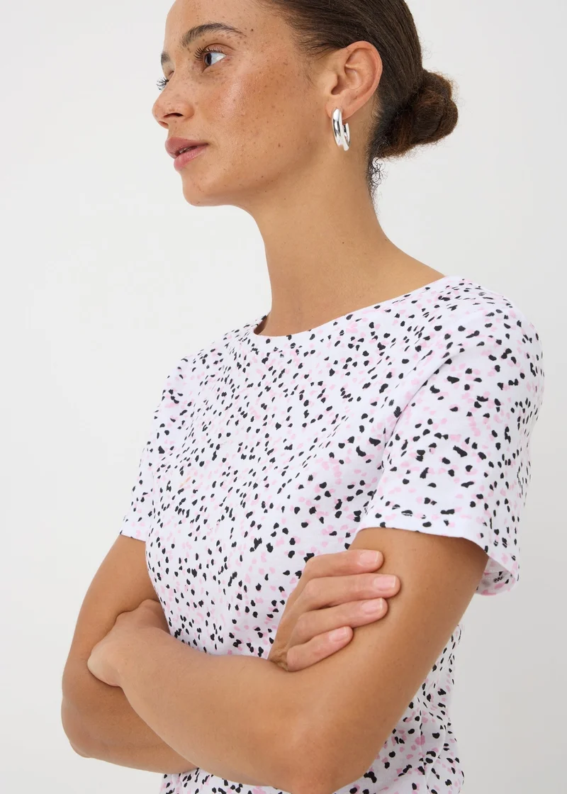 Matalan White Fitted Spot Print T-Shirt