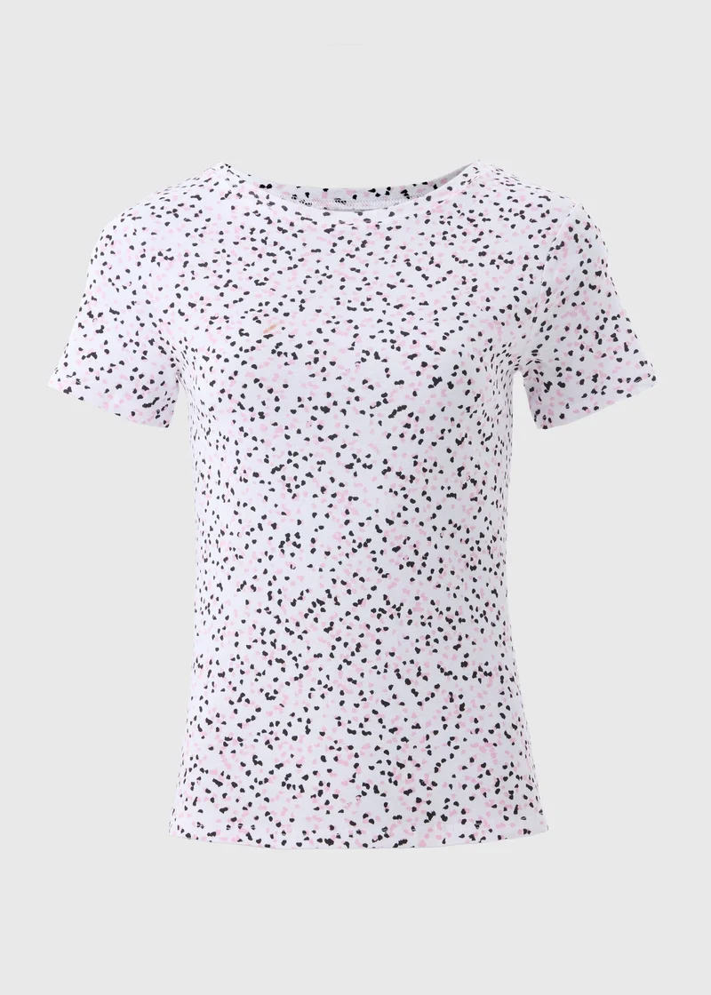 Matalan White Fitted Spot Print T-Shirt