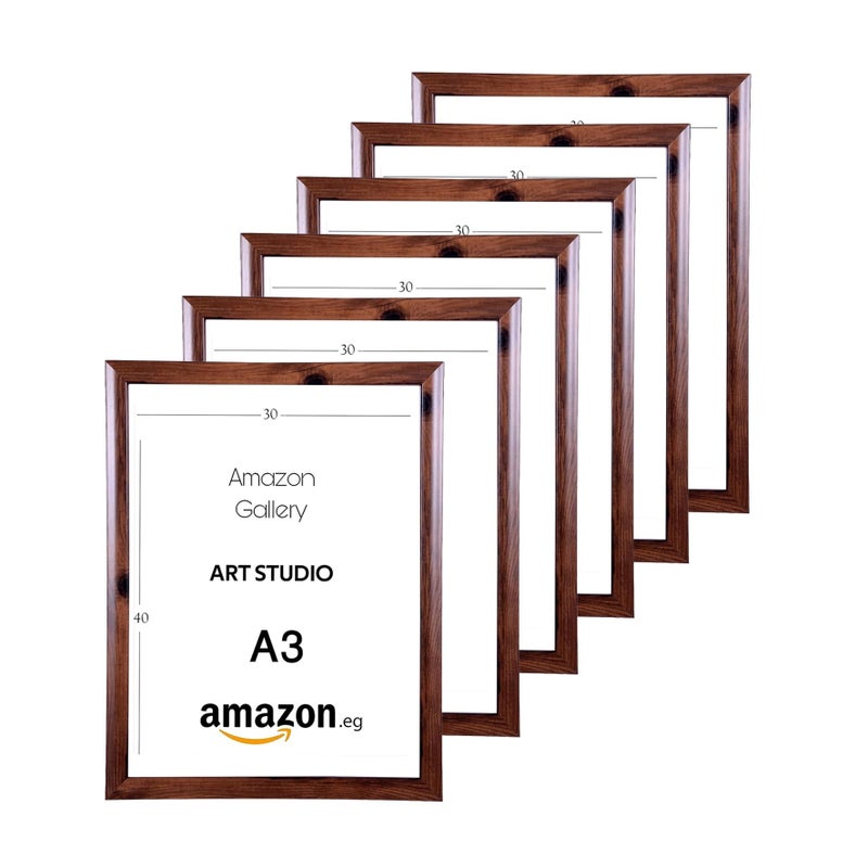 Photo Frame Set, A3 Size 30x40 cm, Wall-Mounted, Pack of 6 (Brown-M10) - Image 4