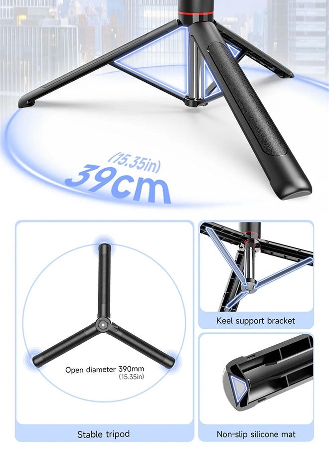 MLADEN 67" Selfie Stick Tripod, Phone Tripod and Selfie Stick, Cell Phone Tripod Stand with Wireless Remote & Extendable Phone Mount for Travel/Selfie/Recording/Vlogging, Compatible with iPhone/Android/Camera - Image 5