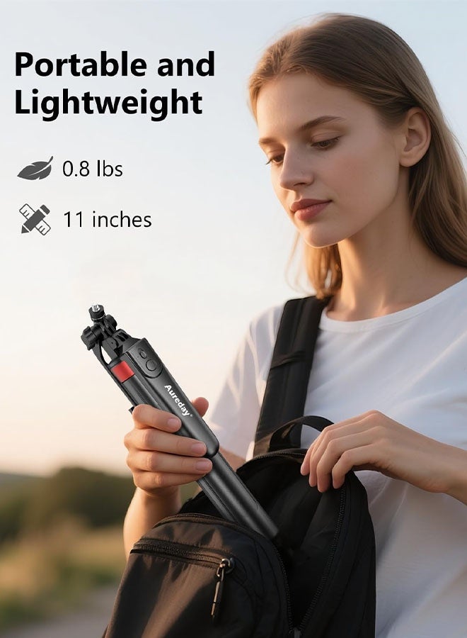 MLADEN 67" Selfie Stick Tripod, Phone Tripod and Selfie Stick, Cell Phone Tripod Stand with Wireless Remote & Extendable Phone Mount for Travel/Selfie/Recording/Vlogging, Compatible with iPhone/Android/Camera - Image 3