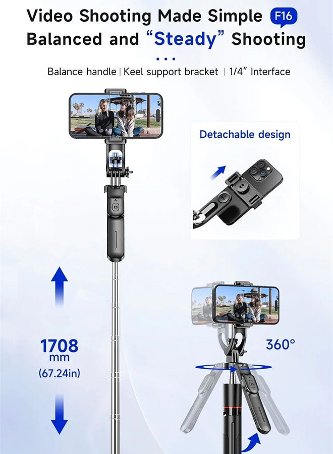 MLADEN 67" Selfie Stick Tripod, Phone Tripod and Selfie Stick, Cell Phone Tripod Stand with Wireless Remote & Extendable Phone Mount for Travel/Selfie/Recording/Vlogging, Compatible with iPhone/Android/Camera - Image 4