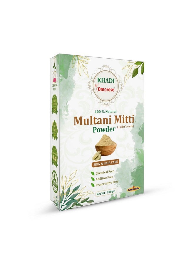 KHADI Omorose Multani Mitti Powder For Hair And Skin Care | 200 Grams | 100 & Pure & Natural | Soft & Glowing Skin | Exfoliator | Softner | Nourishment | Fuller'S Earth | Resealable Zipper Pouch Pack