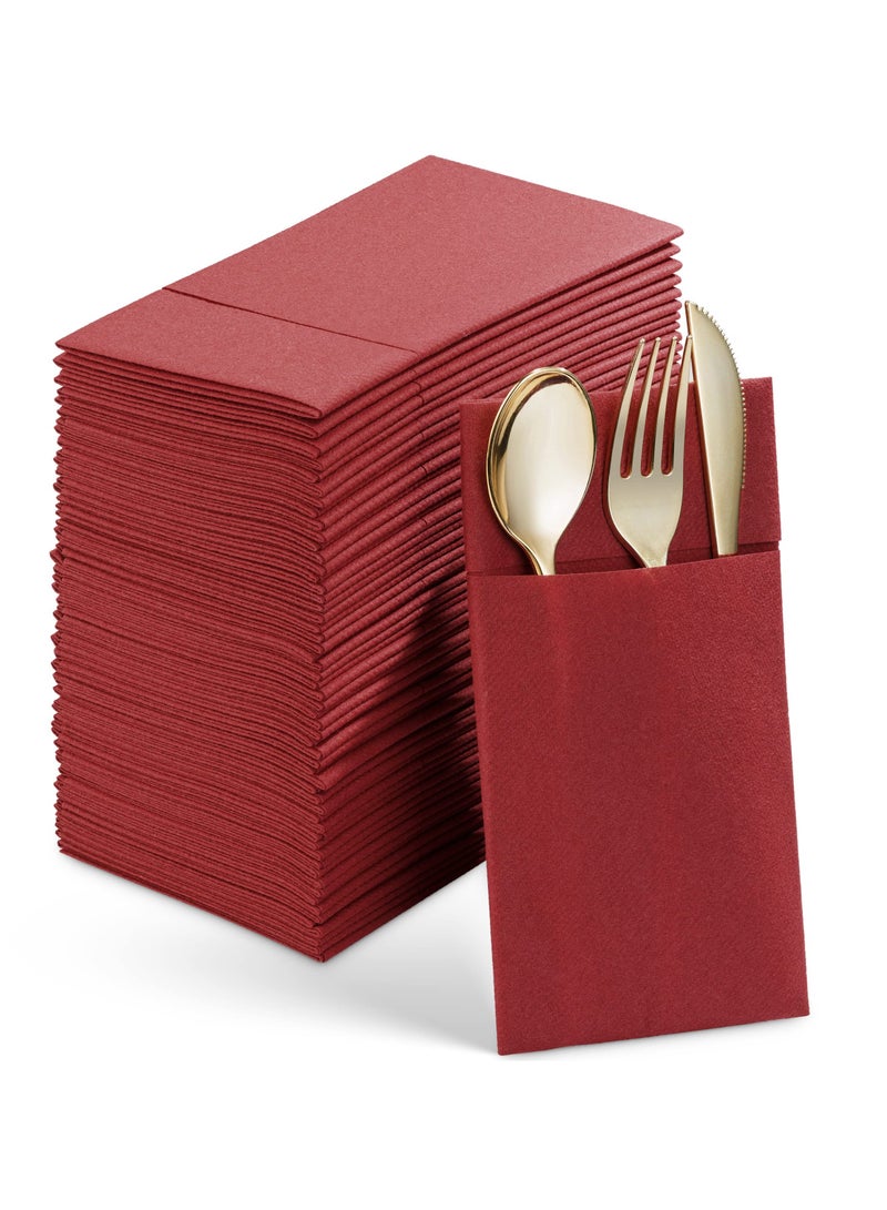 عام يمكن التخلص منها منديل الغبار ، المدمج في كيس أدوات المائدة ، قبل مطوية من القماش على شكل منديل لحفلات الزفاف أو الأطراف - Image 1