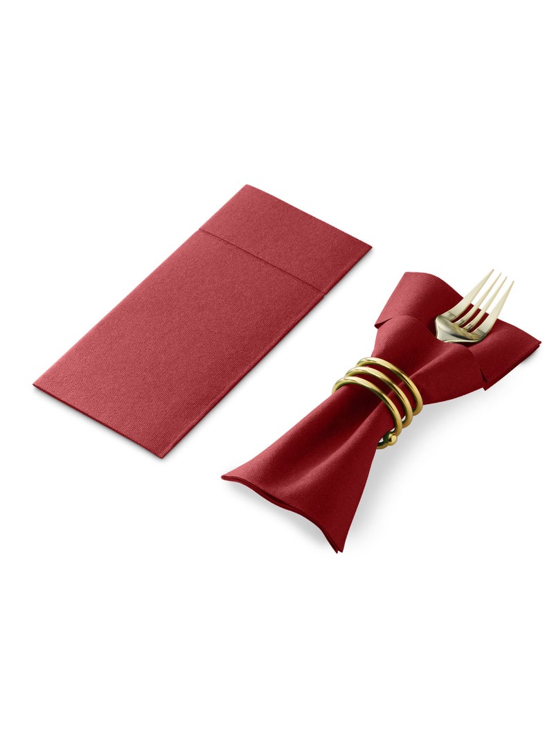 عام يمكن التخلص منها منديل الغبار ، المدمج في كيس أدوات المائدة ، قبل مطوية من القماش على شكل منديل لحفلات الزفاف أو الأطراف - Image 2