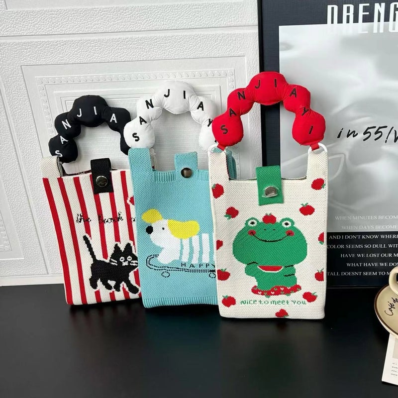 High-End Ins New Mobile Phone Bag Cute Cartoon Knitted Bag Niche Design Trendyy Shoulder Crossbody Shoulder Bag - Image 2