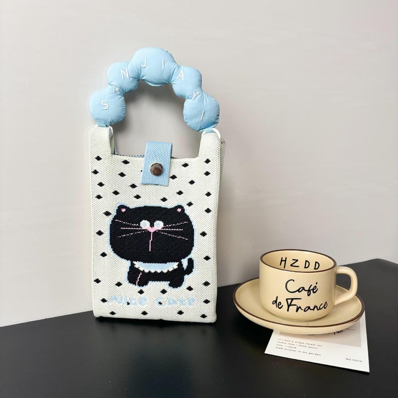High-End Ins New Mobile Phone Bag Cute Cartoon Knitted Bag Niche Design Trendyy Shoulder Crossbody Shoulder Bag - Image 4