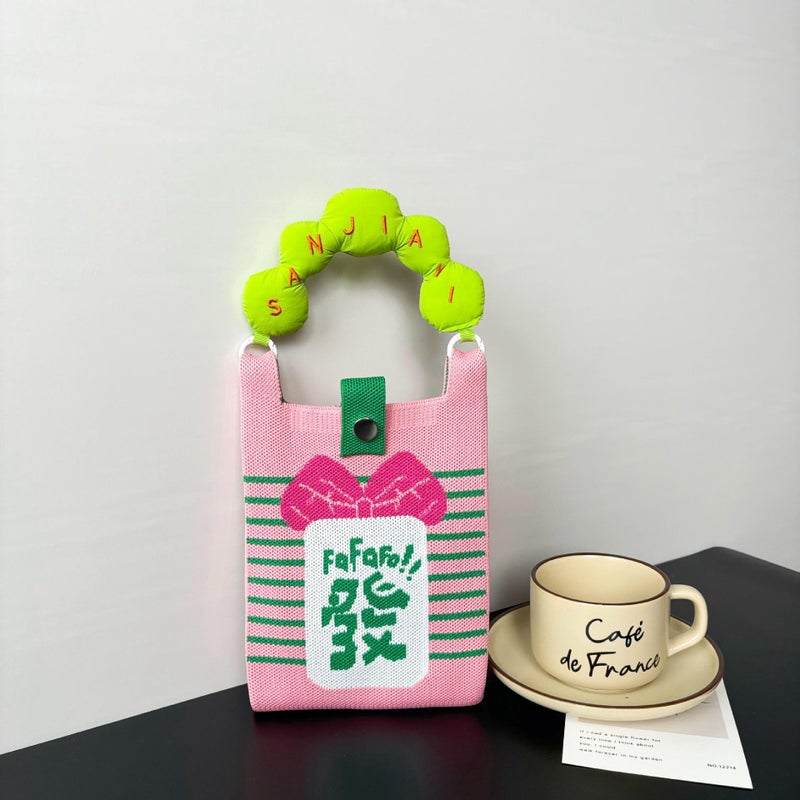 High-End Ins New Mobile Phone Bag Cute Cartoon Knitted Bag Niche Design Trendyy Shoulder Crossbody Shoulder Bag - Image 1