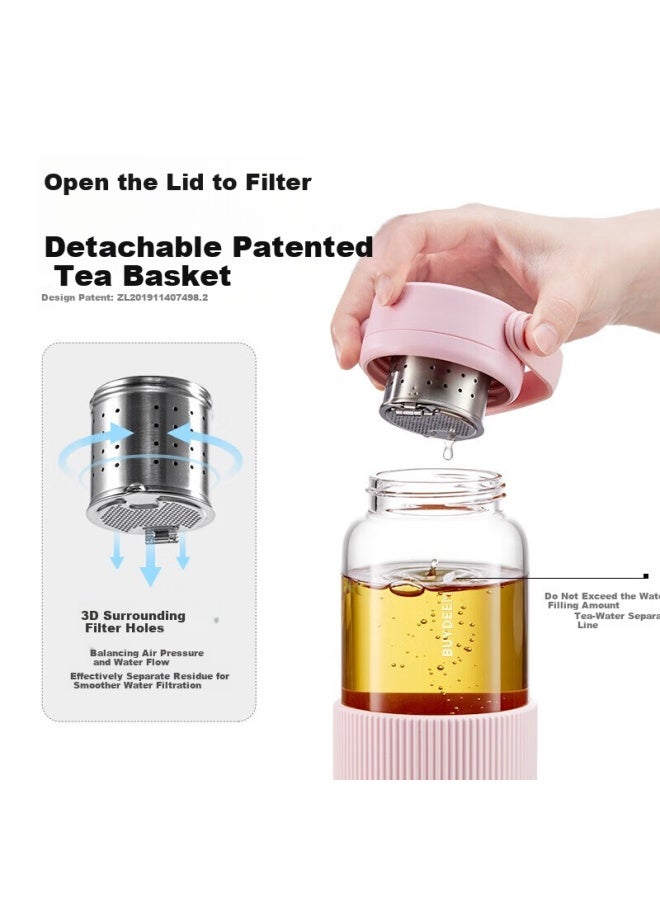 Buydeem Tea Infuser Mug, Heat-resistant Glass Portable Cup For Outdoor Use, Travel Mug, Gift Cup - Image 4