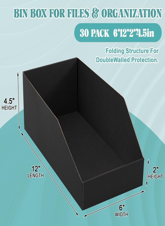 Fuyoooo 30 Pack 12 x 6 x 4. 5 Inches Cardboard Storage Bins Open Top Bin Boxes Corrugated Shelf Organizer Bins for Pantry, Parts, Garage, Snacks, Bottles, Cans or Warehouse Home Cubby, Black - Image 2