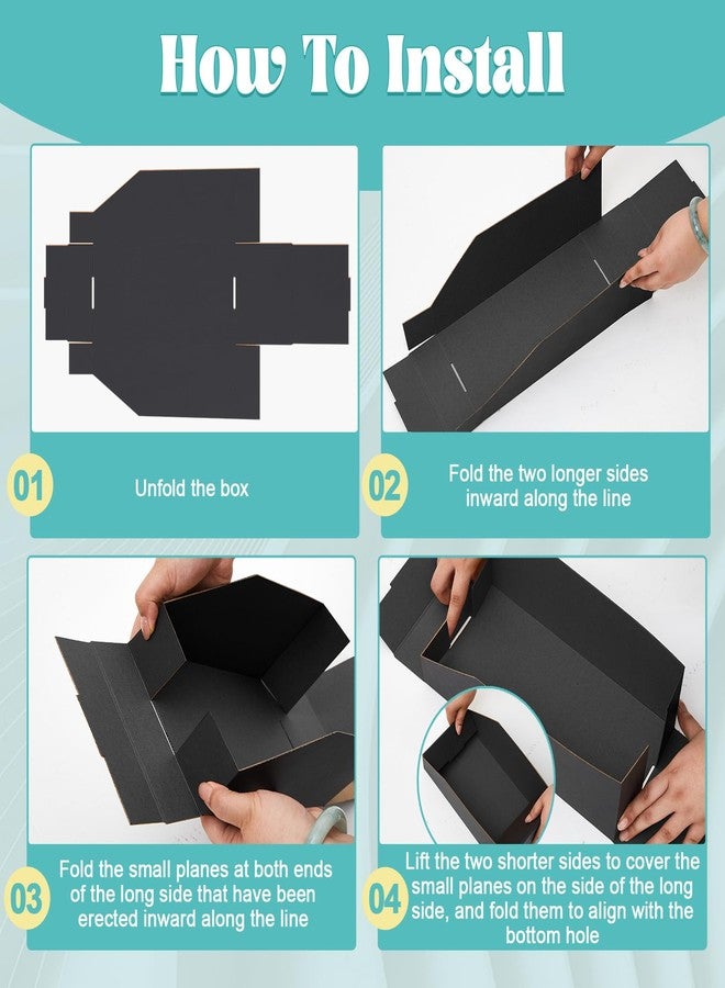 Fuyoooo 30 Pack 12 x 6 x 4. 5 Inches Cardboard Storage Bins Open Top Bin Boxes Corrugated Shelf Organizer Bins for Pantry, Parts, Garage, Snacks, Bottles, Cans or Warehouse Home Cubby, Black - Image 3