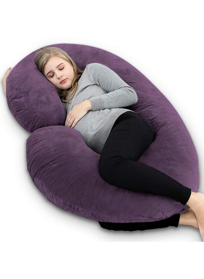 INSEN Pregnancy Pillow,Maternity Body Pillow With Velvet Cover,C Shaped Body Pillow For Sleeping (Cozy Velvet Lavender) - Image 1