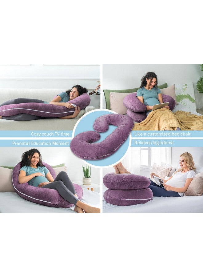 INSEN Pregnancy Pillow,Maternity Body Pillow With Velvet Cover,C Shaped Body Pillow For Sleeping (Cozy Velvet Lavender) - Image 4