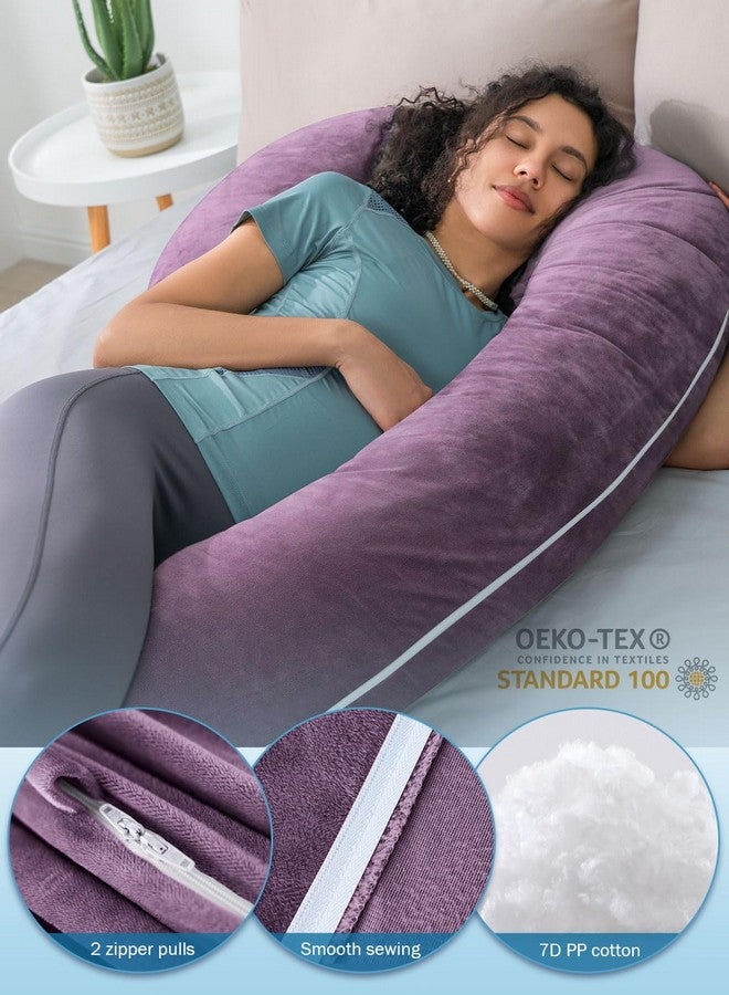 INSEN Pregnancy Pillow,Maternity Body Pillow With Velvet Cover,C Shaped Body Pillow For Sleeping (Cozy Velvet Lavender) - Image 5