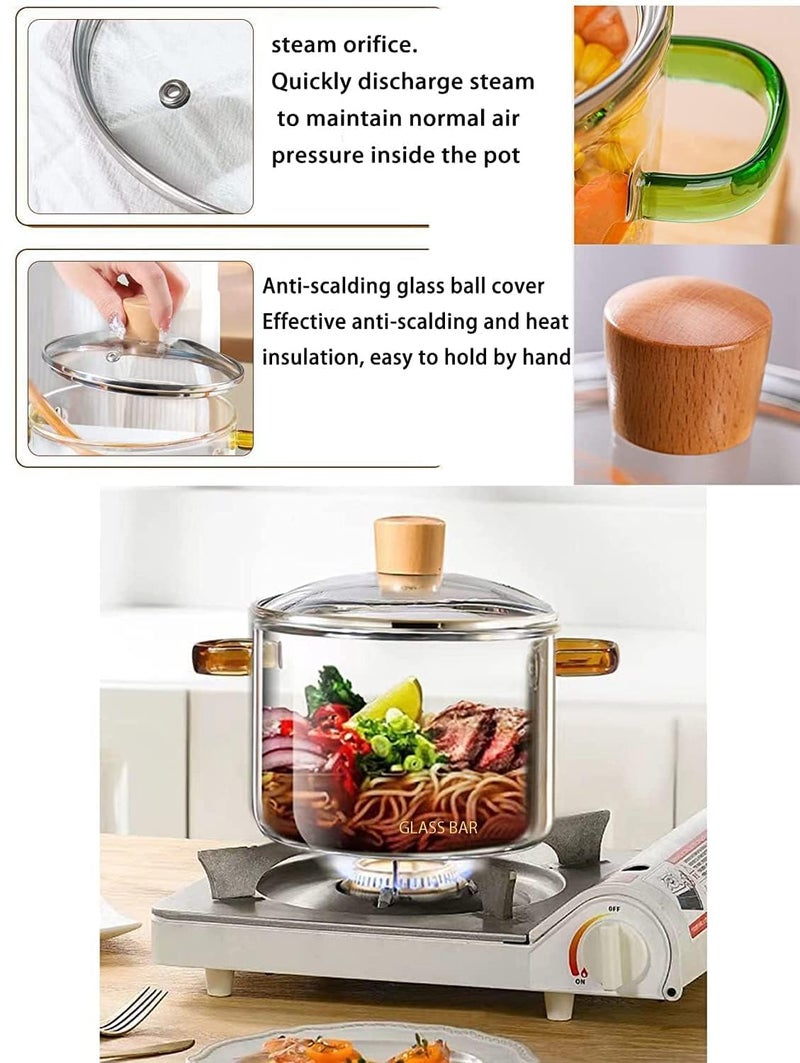 ConvertKitchen Glass Serving Bowl with Lid Oven Microwave Safe Casserole Vessel for Curry Kitchen Server Ware Mixing Pottery for Snacks Cake Cereal Rice Sambar Transparent 1600ML - Image 3