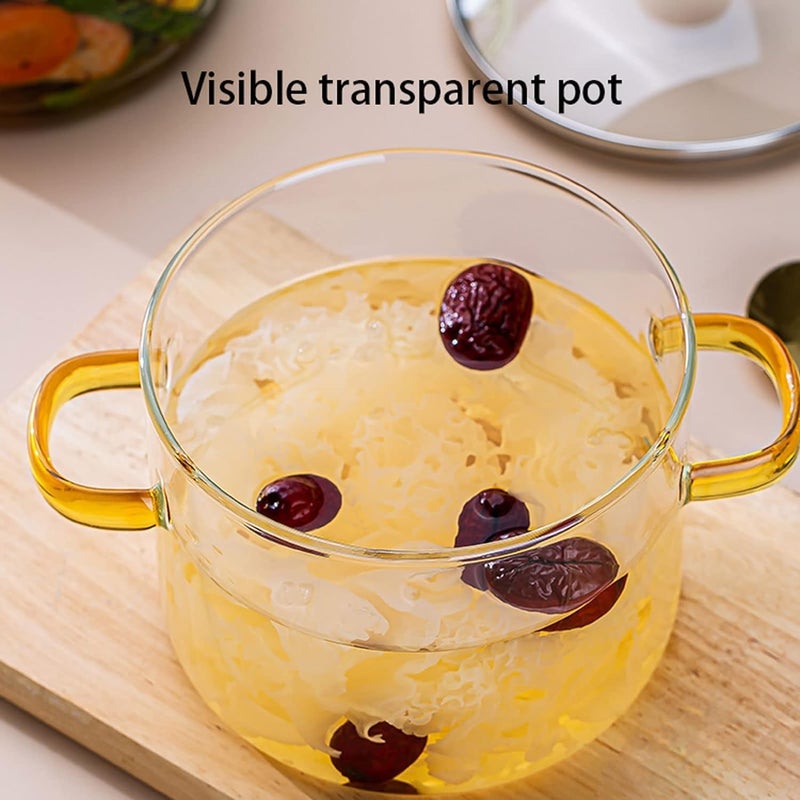 ConvertKitchen Glass Serving Bowl with Lid Oven Microwave Safe Casserole Vessel for Curry Kitchen Server Ware Mixing Pottery for Snacks Cake Cereal Rice Sambar Transparent 1600ML - Image 4