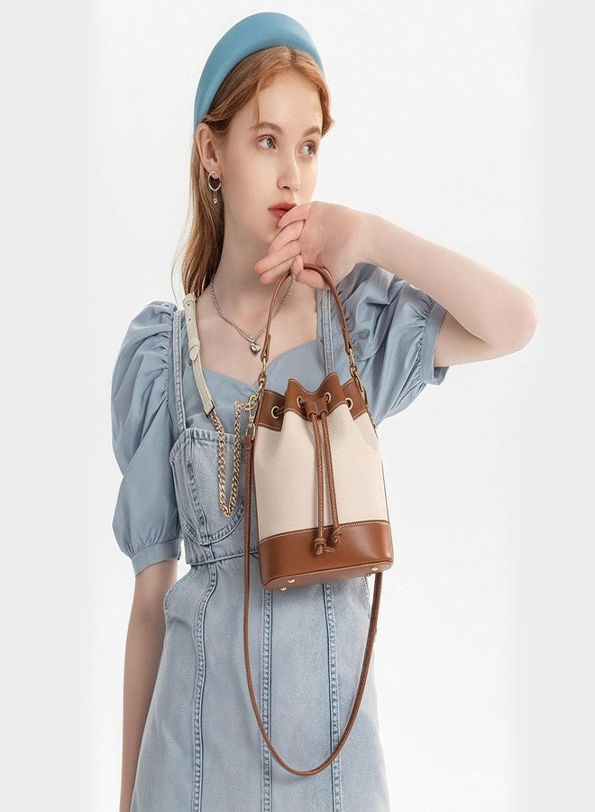 FALAN MULE Bucket Bag for Women Vegan Leather Drawstring Crossbody Purse Top Handle Hobo Handbags - Image 2