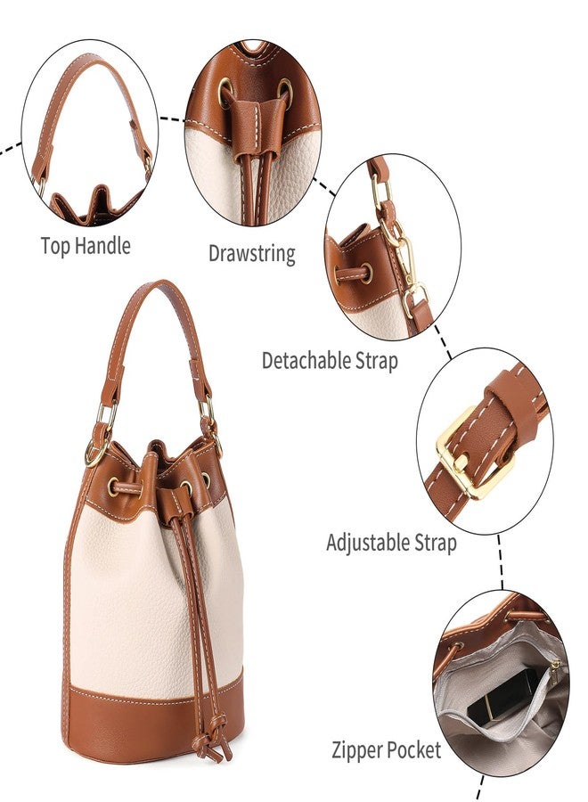 FALAN MULE Bucket Bag for Women Vegan Leather Drawstring Crossbody Purse Top Handle Hobo Handbags - Image 5