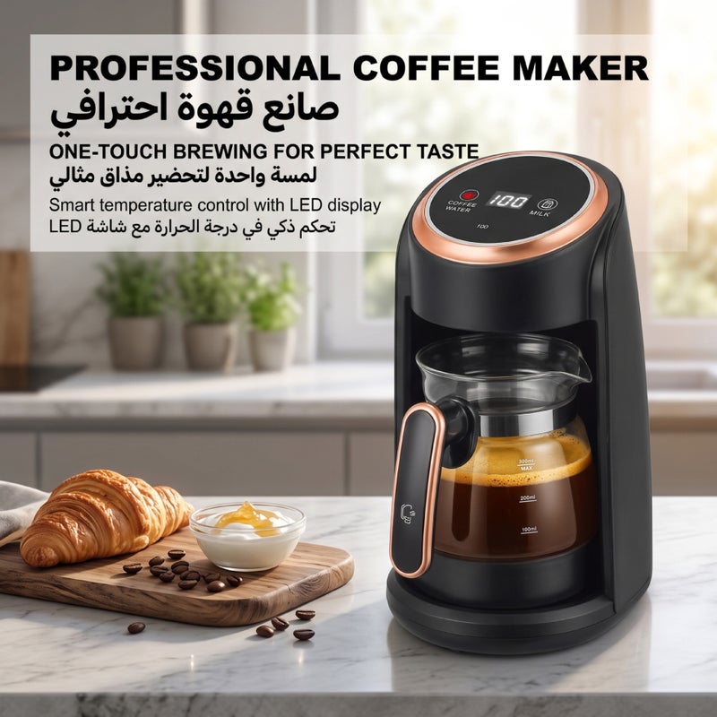 صانع قهوة تركي مع غلاية مقاومة للحرارة ومحمصة حليب - Image 2