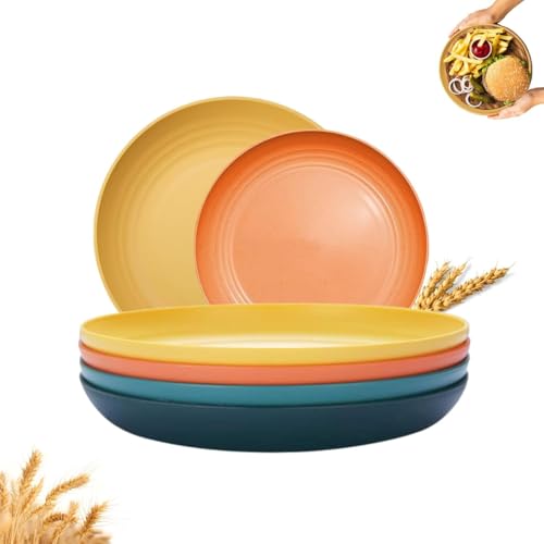 PLENARO 20 CM Wheat Straw Plates, Unbreakable Microwave and Dishwasher Plates,Plastic Cutlery for Family Picnic Party Camping (20 CM, Pack of 2) - Image 1