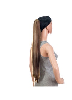 SWACC SWACC 28-Inch Long Straight Claw Clip Ponytail Extensions Synthetic Hair Extensions Ponytail Jaw Clip Hair Pieces for Women (Light Brown/Beige Highlights-12H24#)  - Image 3