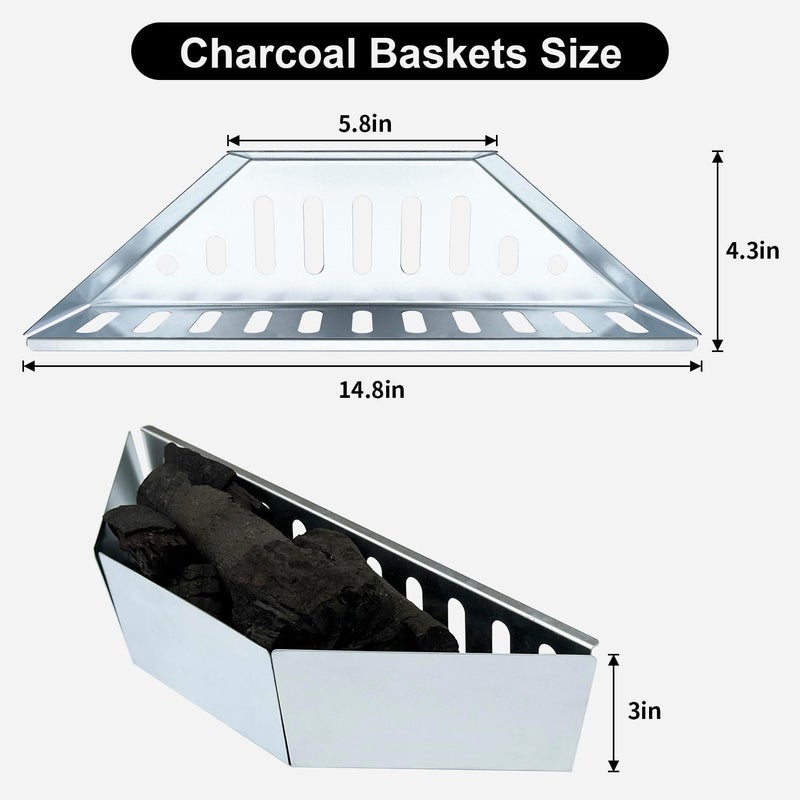Kitchique Charcoal Basket Set of 2 BBQ Charcoal Grill Basket Holders Grilling Accessories Replacement for Weber 22" Charcoal Basket Holders - Image 2
