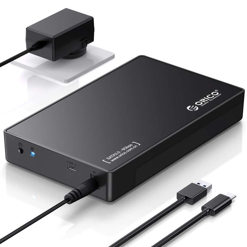 ORICO 3.5" External Hard Drive Enclosure SATA III to USB3.1 Type C for HDD Tool-Free Installation Supports UASP and 20TB Drives - Black - Image 1
