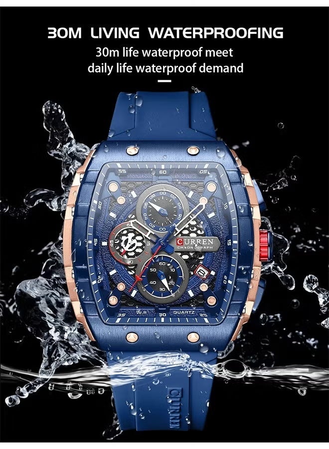 CURREN Top Brand Men's Watches Luxury Square Quartz Wristwatch Waterproof Luminous Chronograph Watch for Men Date Clock - Image 4