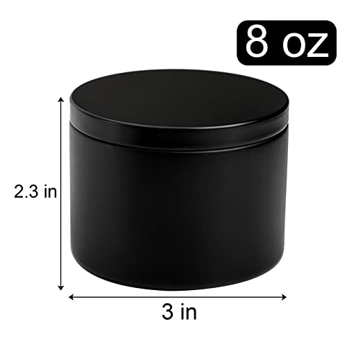 Coloch 24 Pack 8 Oz Candle Tins with Lid, Black Matte Candle Jars for Candle Making Bulk Candle Container Metal Candle Making Supplies for DIY Candles, Crafts, Holiday Gifts, 3x2.3 Inches - Image 2